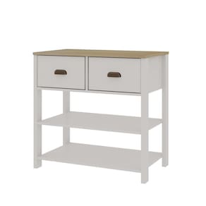 Aparador Buffet Multifuncional 2 Gavetas com Rodizio Branco/Savana Genialflex