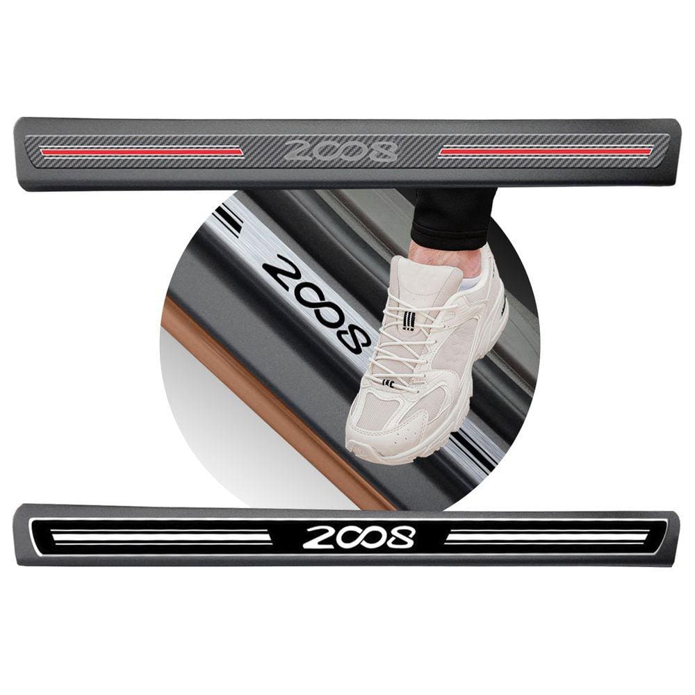 Jogo Soleira Premium Elegance Peugeot 2008 2015 2016 2017 2018 - 4 Portas ( Vinil + Resinada 8 Peças )