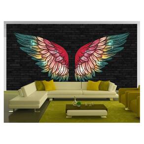 Papel De Parede 3D Arte Asas Selfie Insta Cores 3,5M Tra439