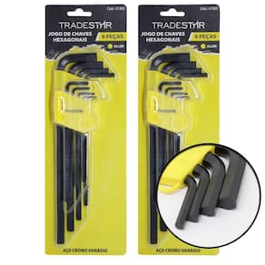 Kit 02 Jogo Chave Allen Hexagonal L 1.5 A 10mm Longa 9 Peças