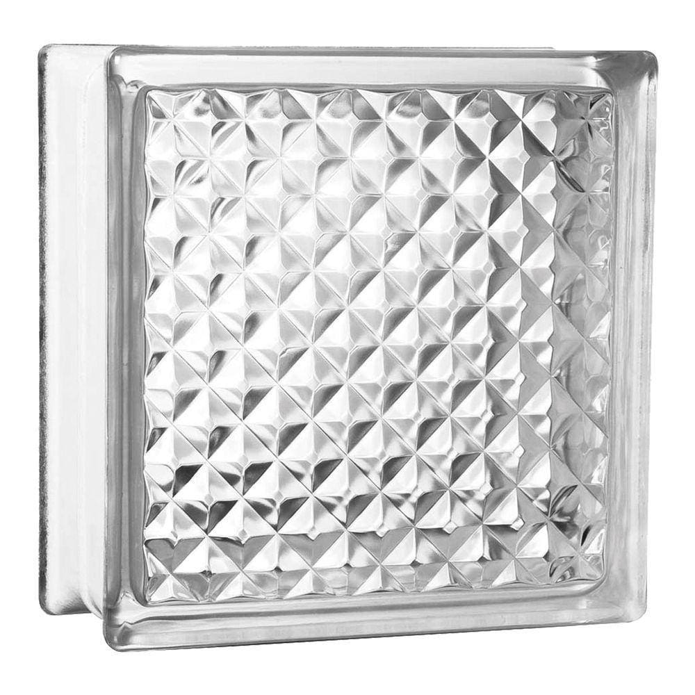 Tijolo Bloco De Vidro Transparente 19x19x8 Tradestar Quadriculado Opaco