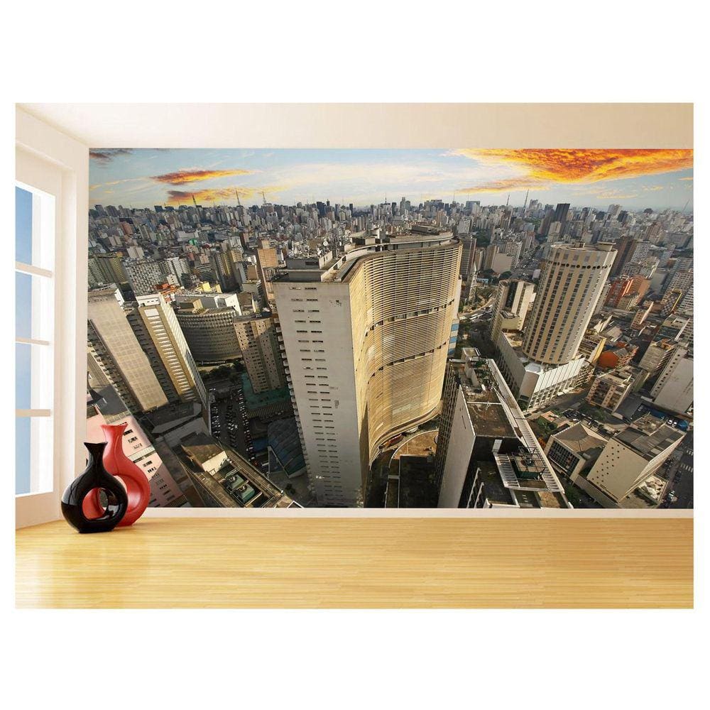 Papel De Parede 3D Cidade São Paulo Prédios Céu 3,5M Ncd334