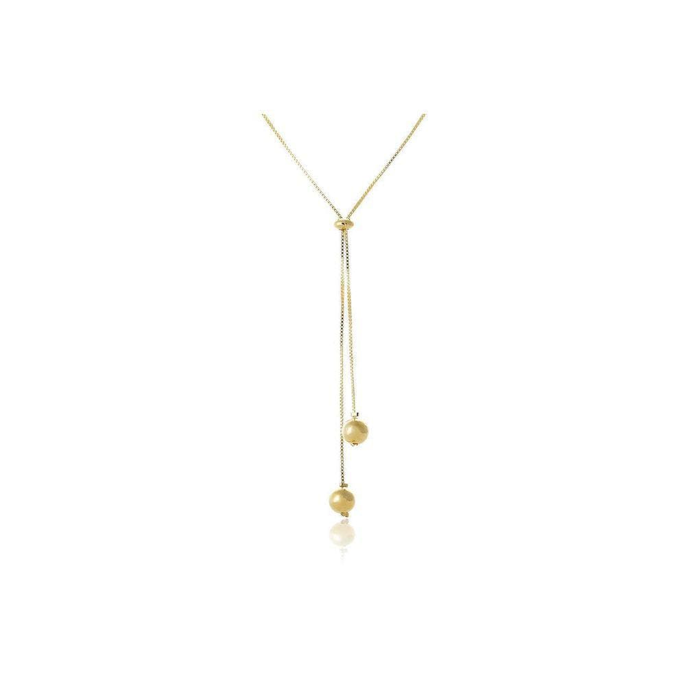Colar Regulavel Com Bolas Na Ponta Folheado Em Ouro 18k