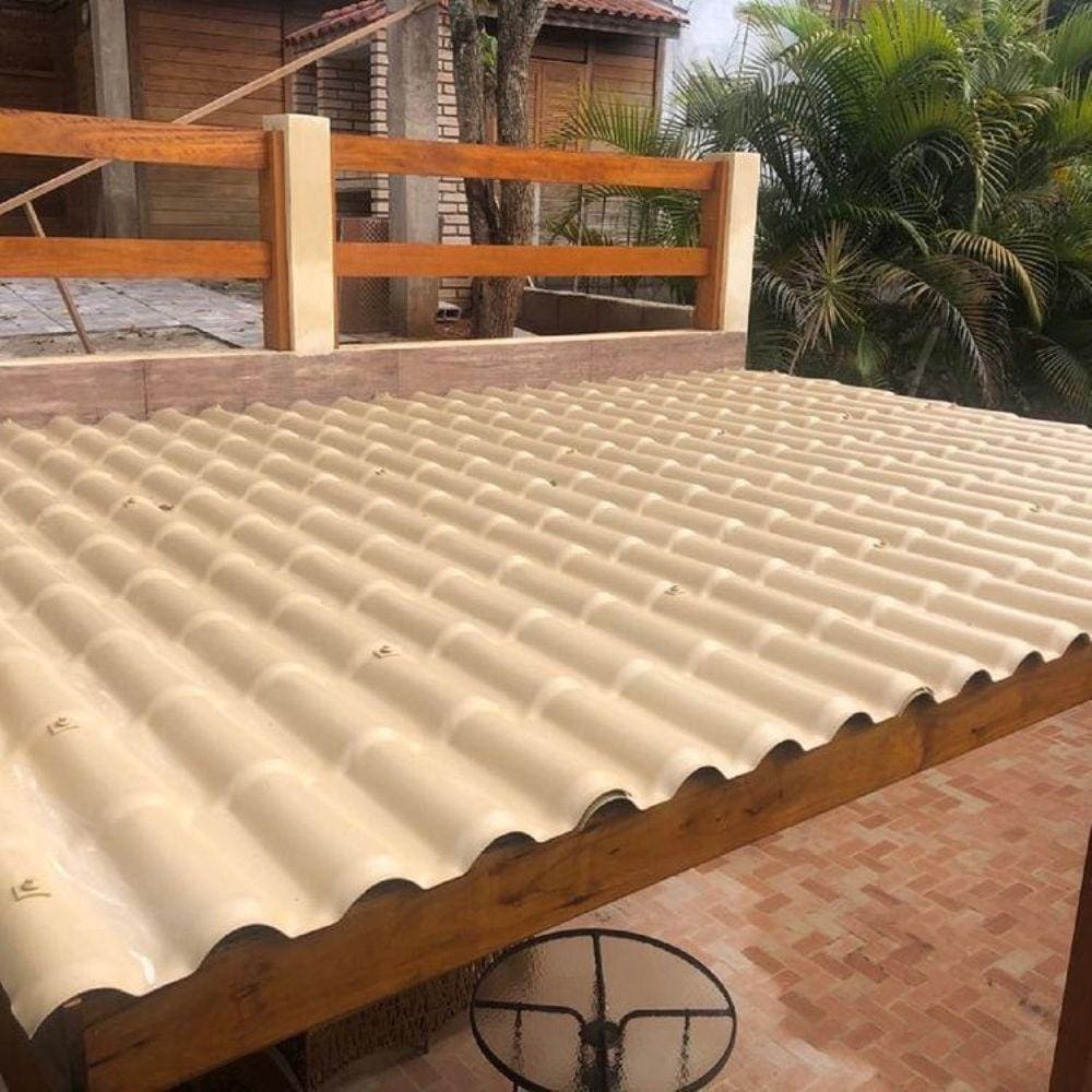 Kit com 15 Telhas Pvc Colonial 328x86cm Permatti Marfim