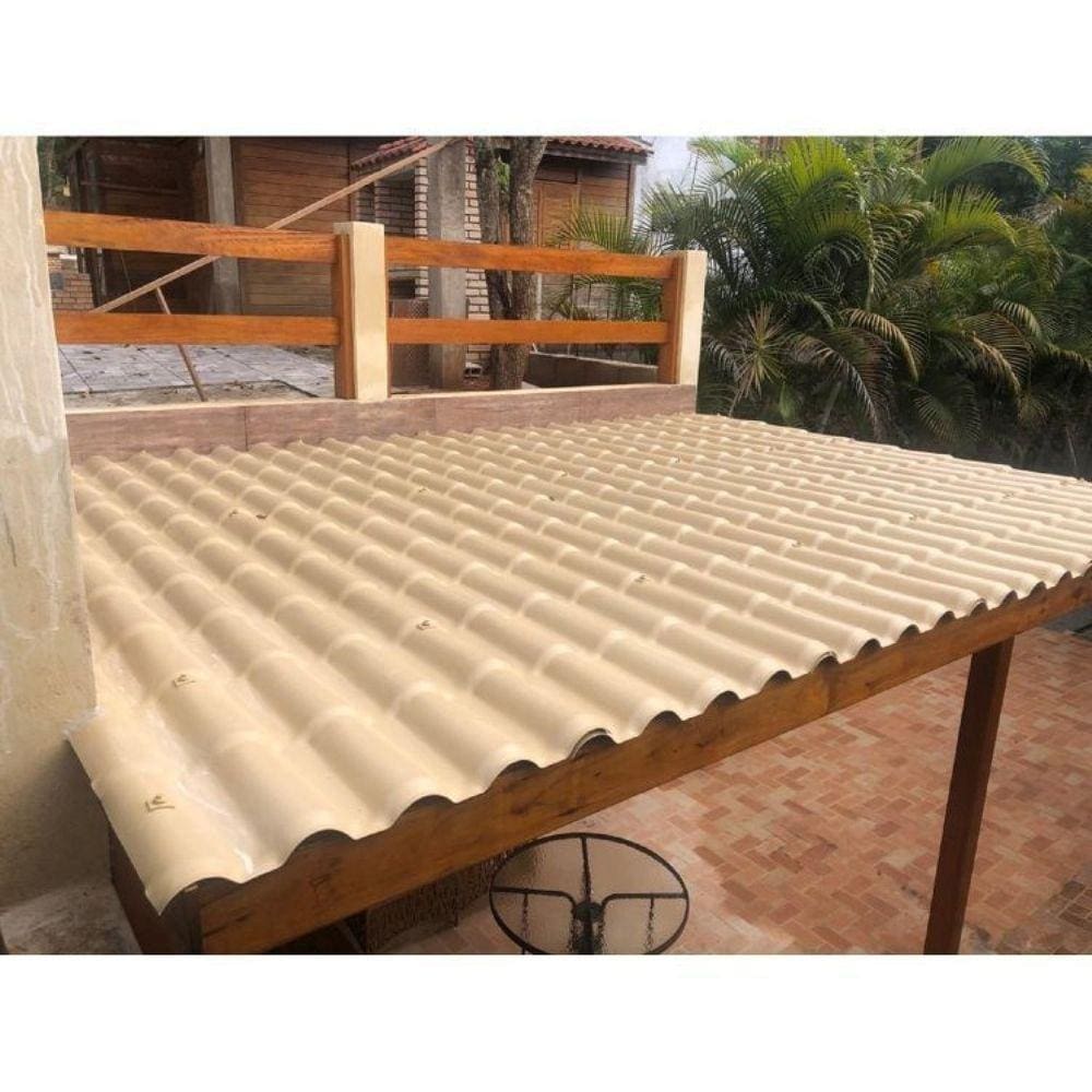 Kit com 20 Telhas Pvc Colonial 328x86cm Permatti Marfim