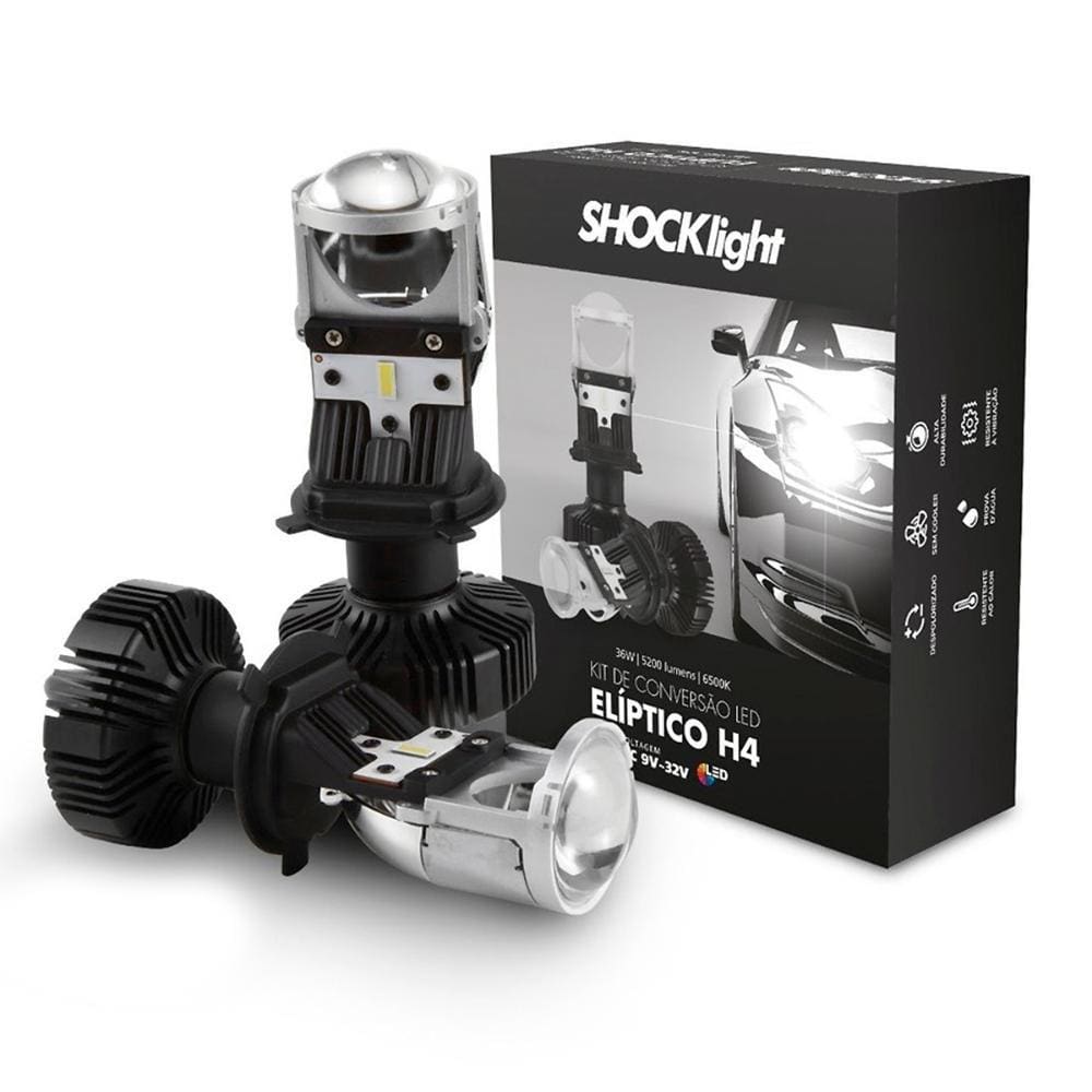 Par Lâmpada LED H4 6500K 5200 36w Projetor Canhão Elíptico