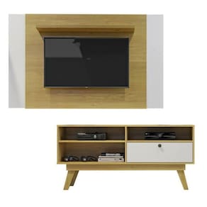 Conjunto Painel para Tv até 50 Polegadas Extensível América e Rack 1 Porta Houston Cinamomo/Off White
