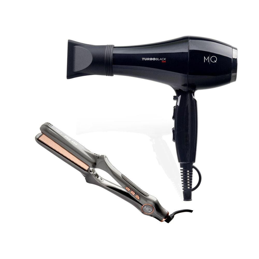 Kit Mq - Secador Cabelo Mq Turbo Black 2400W 127V + Chapinha Prancha Alisadora Mq Pro 480