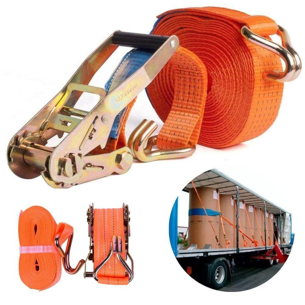 Kit Cinta Com Catraca Amarrar Carga Carreta Caminhao 4,5Mts