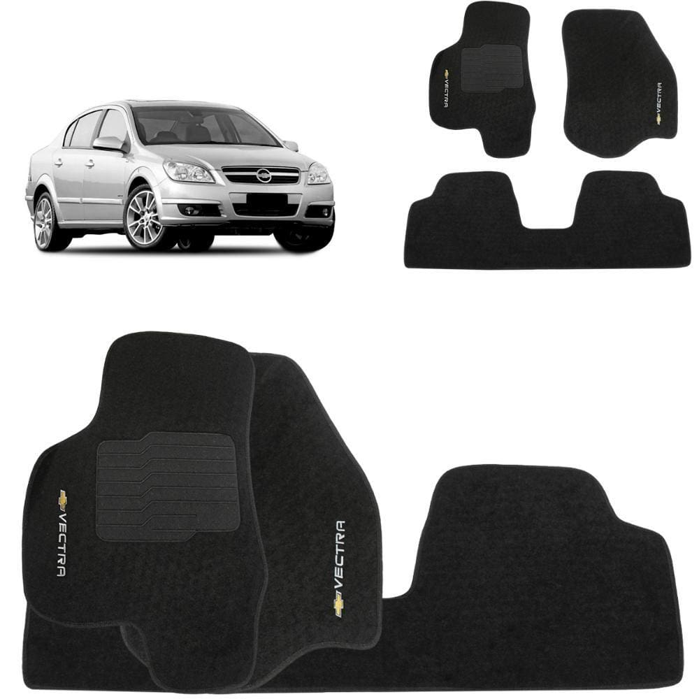 Jogo de Tapete Carpete Vectra 2006 a 2011 Preto 3 Peças