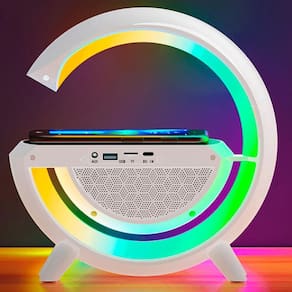Carregador Indução Qi 3 Em 1 Caixa Bluetooth Luminária Led