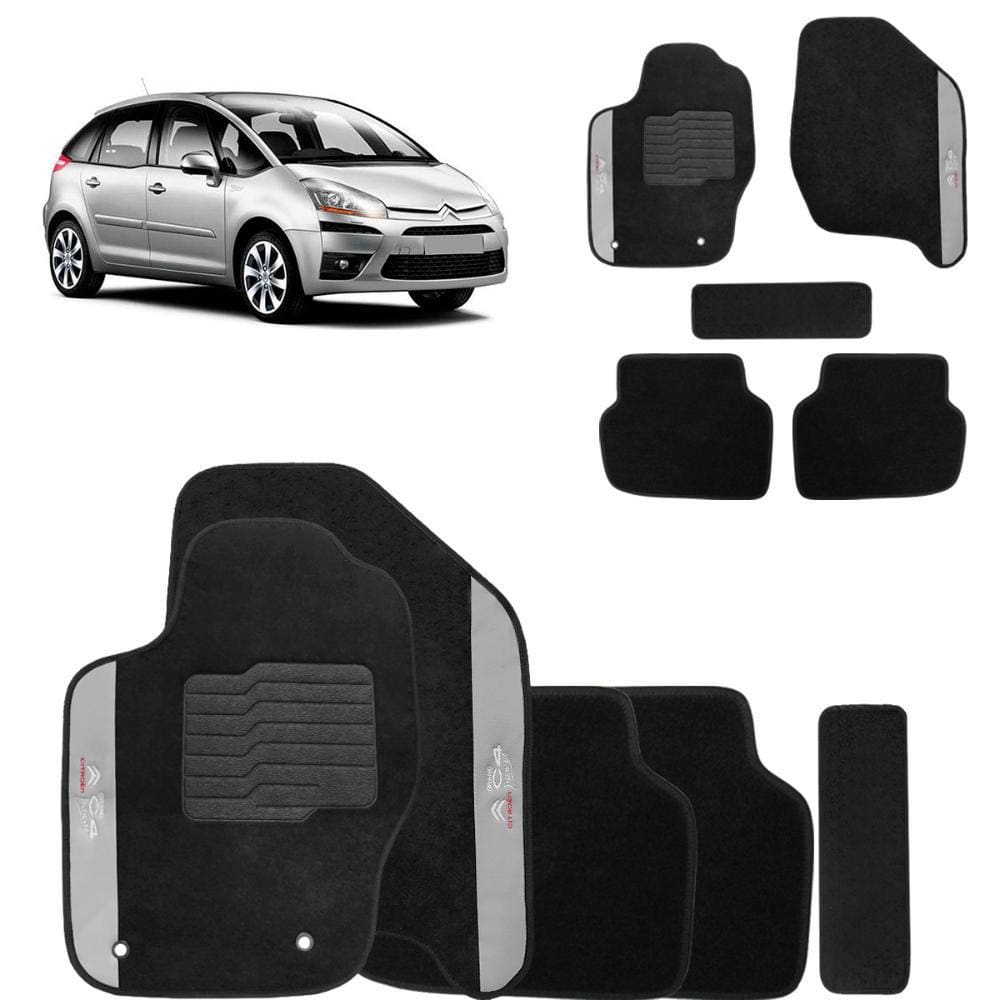 Jogo de Tapete Carpete C4 Grand Picasso 2008 a 2019 Preto 5 Peças