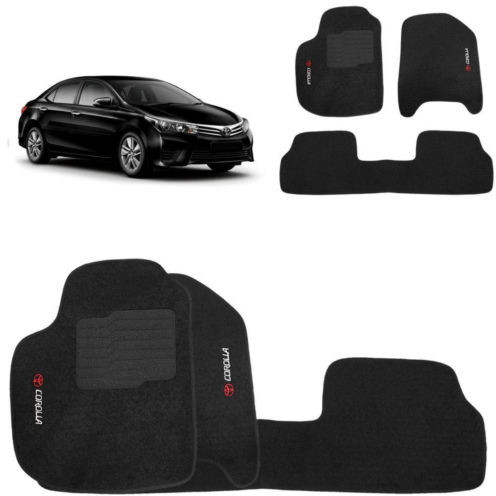 Jogo de Tapete Carpete Corolla 2008 a 2017 Preto 3 Peças