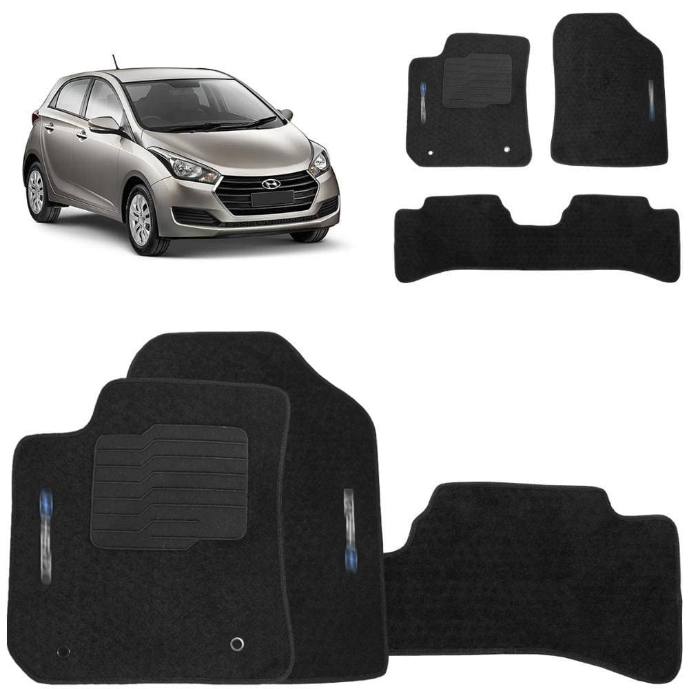 Jogo de Tapete Carpete HB20 2013 a 2019 Preto 3 Peças