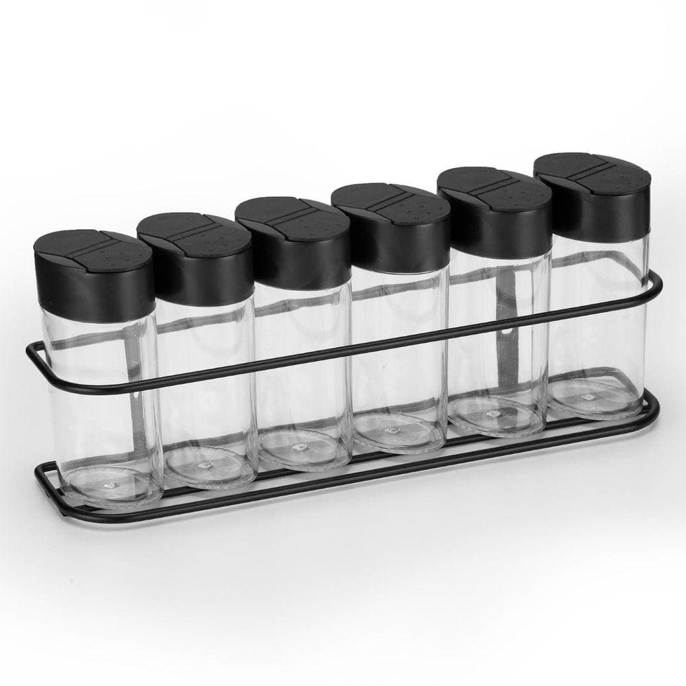 Porta Condimentos de Parede Arthi com 6 Peças Preto