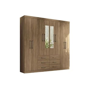 Guarda Roupa Casal 8 Portas e 6 Gavetas c/ Espelho e Pés Liverpool Jatoba/Atacama - Santos Andirá