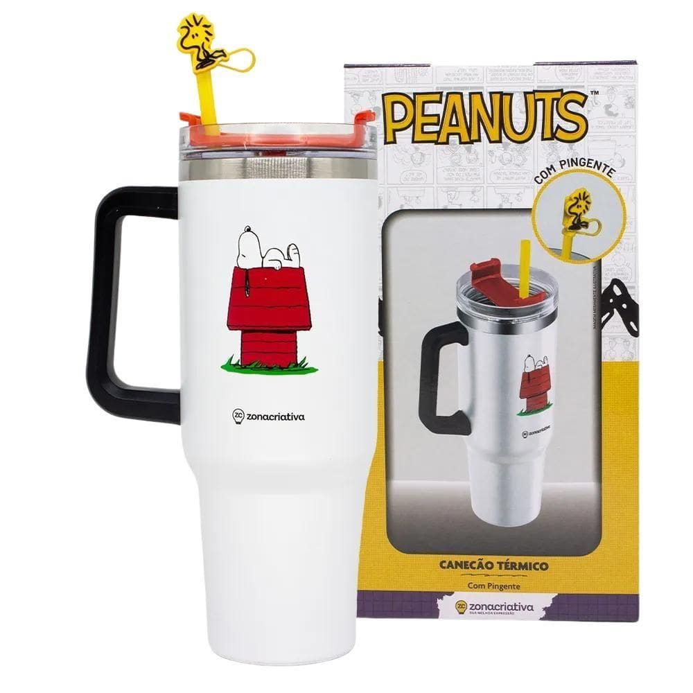 Copo Térmico Canecão Tumbler Inox 1,15L Canudo Snoopy