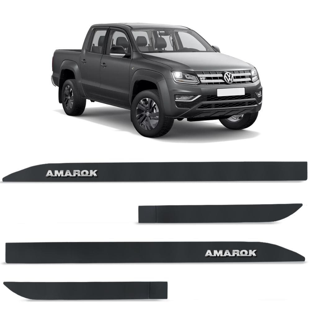 Jogo de Friso Lateral Amarok CD 2010 a 2023 Cinza Indium Alto Relevo