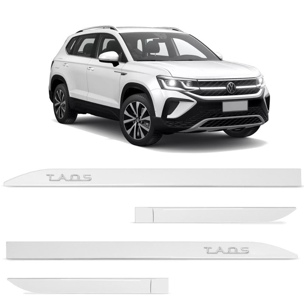 Jogo de Friso Lateral Taos 2021 a 2023 Branco Puro Alto Relevo