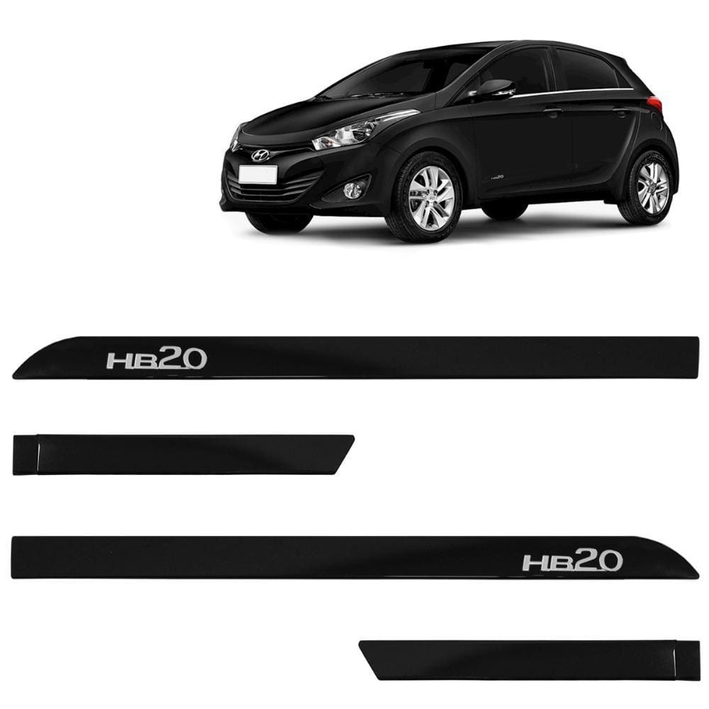 Jogo de Friso Lateral HB20 2013 a 2024 Preto Onix Alto Relevo