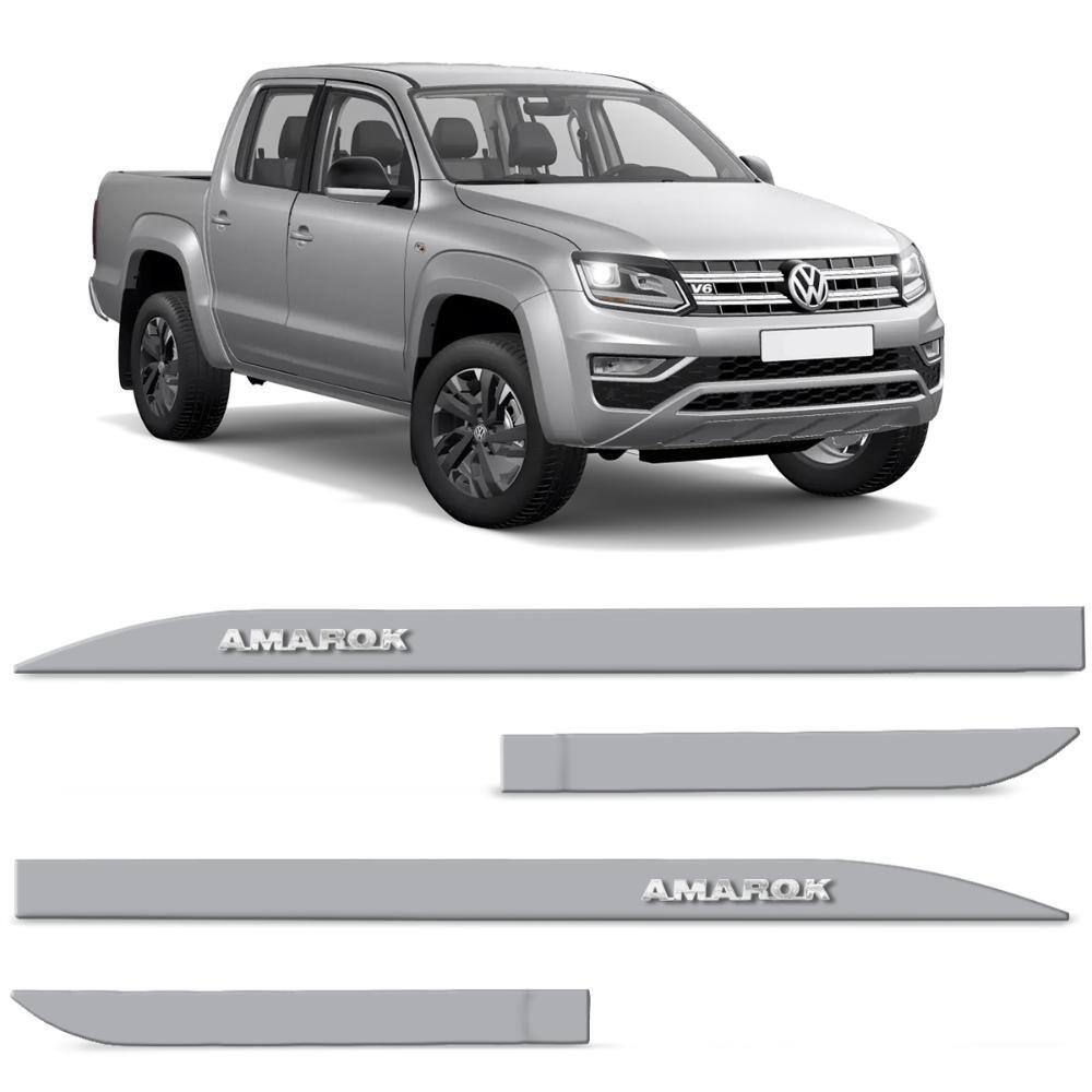 Jogo de Friso Lateral Amarok CD 2010 a 2023 Prata Pyrit Alto Relevo