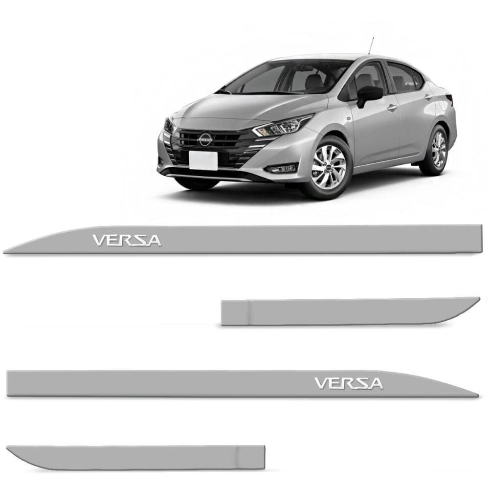 Jogo de Friso Lateral Versa 2012 a 2024 Prata Classic Alto Relevo