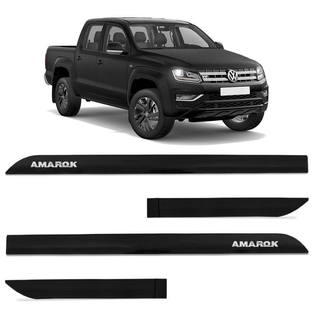 Jogo de Friso Lateral Amarok CD 2010 a 2023 Preto Mystic Alto Relevo