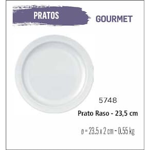 Jogo De Prato Gourmet 06 Pratos Rasos - 24Cm Branco
