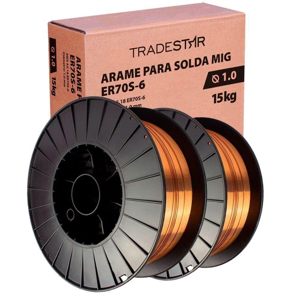 Kit 2 Rolos Arame Para Solda Mig Com Gás 1,0 Mm 15kg Er70s-6