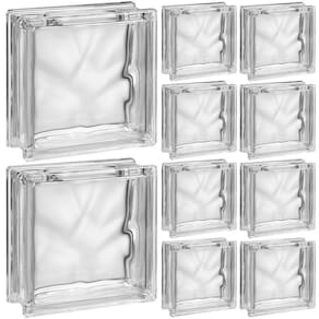 Kit 10 Tijolos Bloco De Vidro Transparente 19x19x8 Ondas