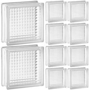 Kit 10 Tijolos Bloco De Vidro Transparente 19x19x8 Rajadas