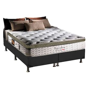 Cama Box Queen: Colchão Molas MasterPocket Ensacadas Herval Imperatore Eco Bamboo + Base CRC Suede Cinza(158x198)