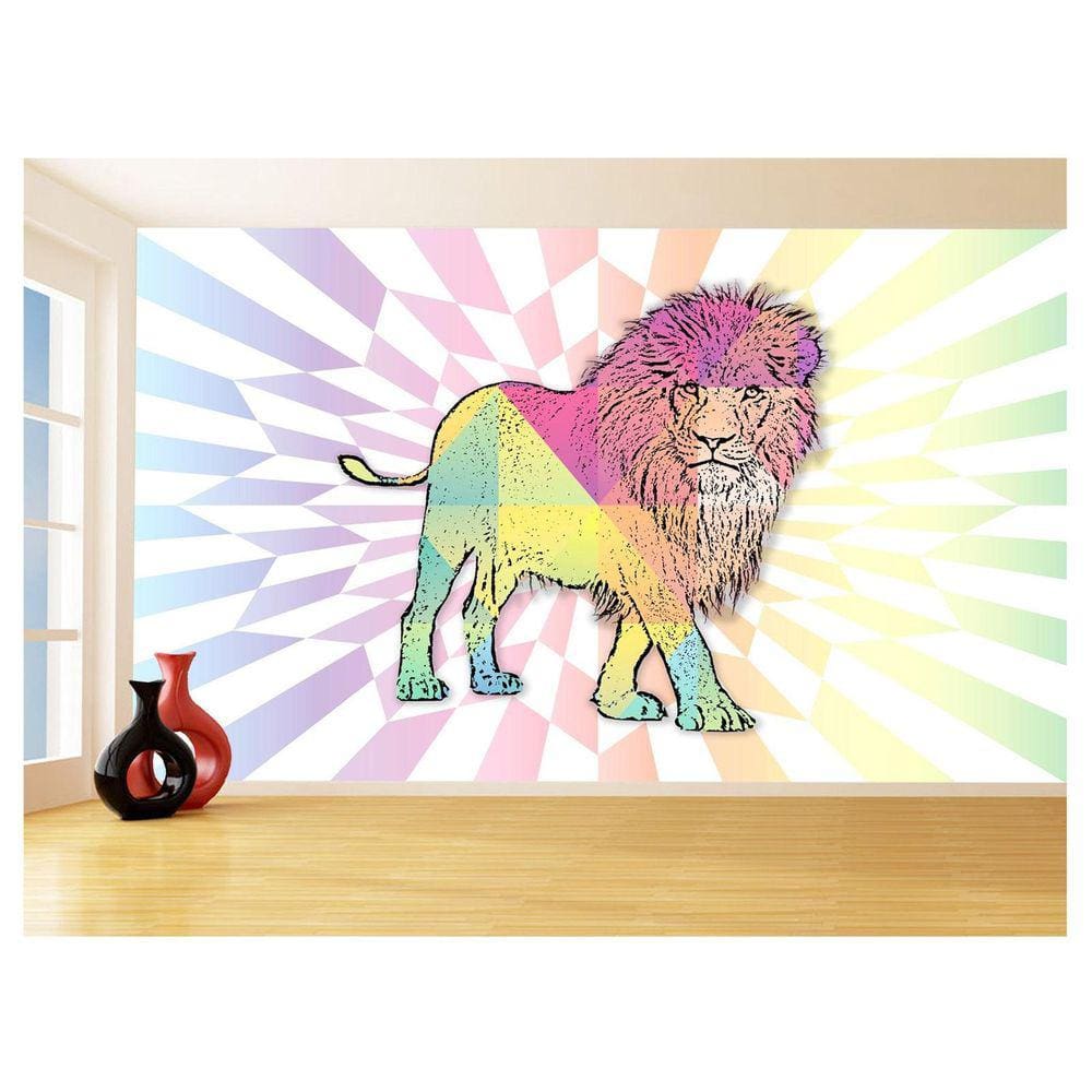 Papel De Parede Animais Pop Art Leão Rei Selva 3,5M Pxa38