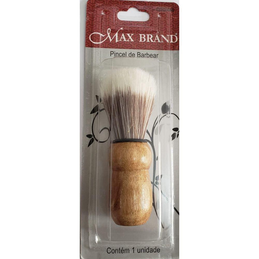 Pincel De Barbear Base Madeira Fios Nylon