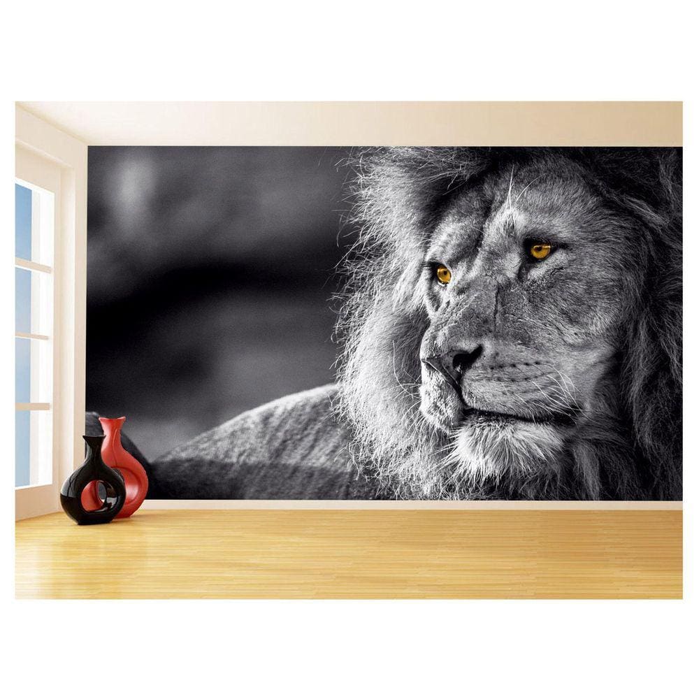 Papel De Parede 3D Animais Leão Rosto Rei Olhar 3,5M Anm443