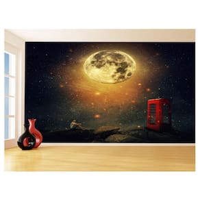 Papel De Parede Céu Lua Luz Cabine Telefônica 3,5M Nsk120