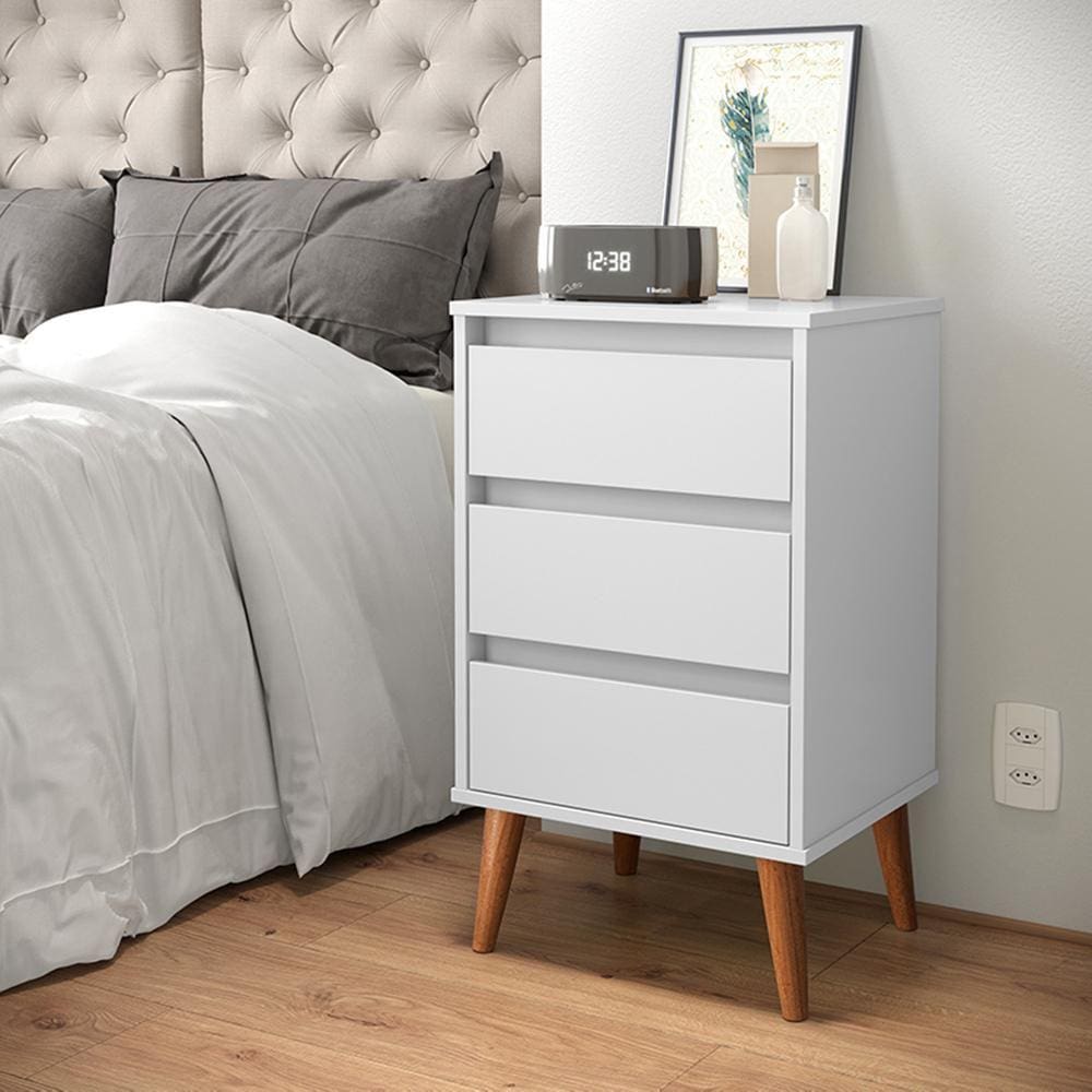 Mesa de cabeceira Wood Branco