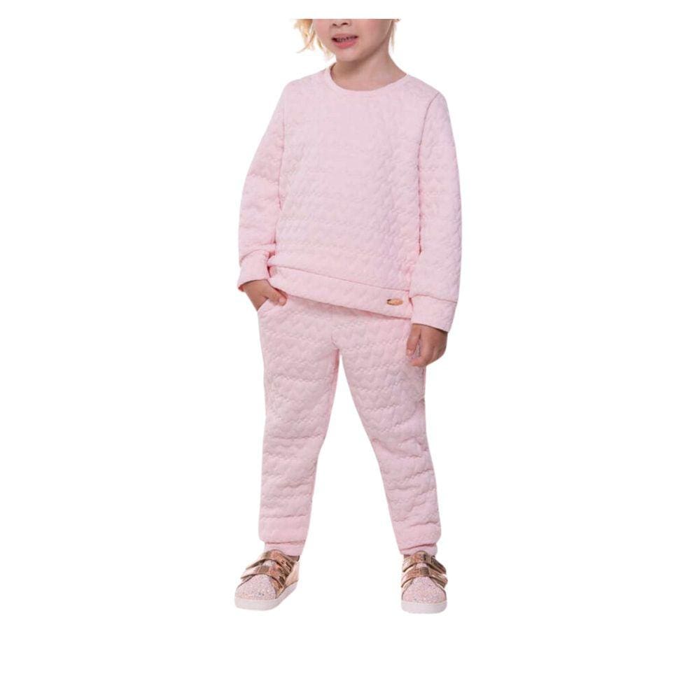 Conjunto Fem Calça + Blusa Matelasse Munlie Rosa tam 4