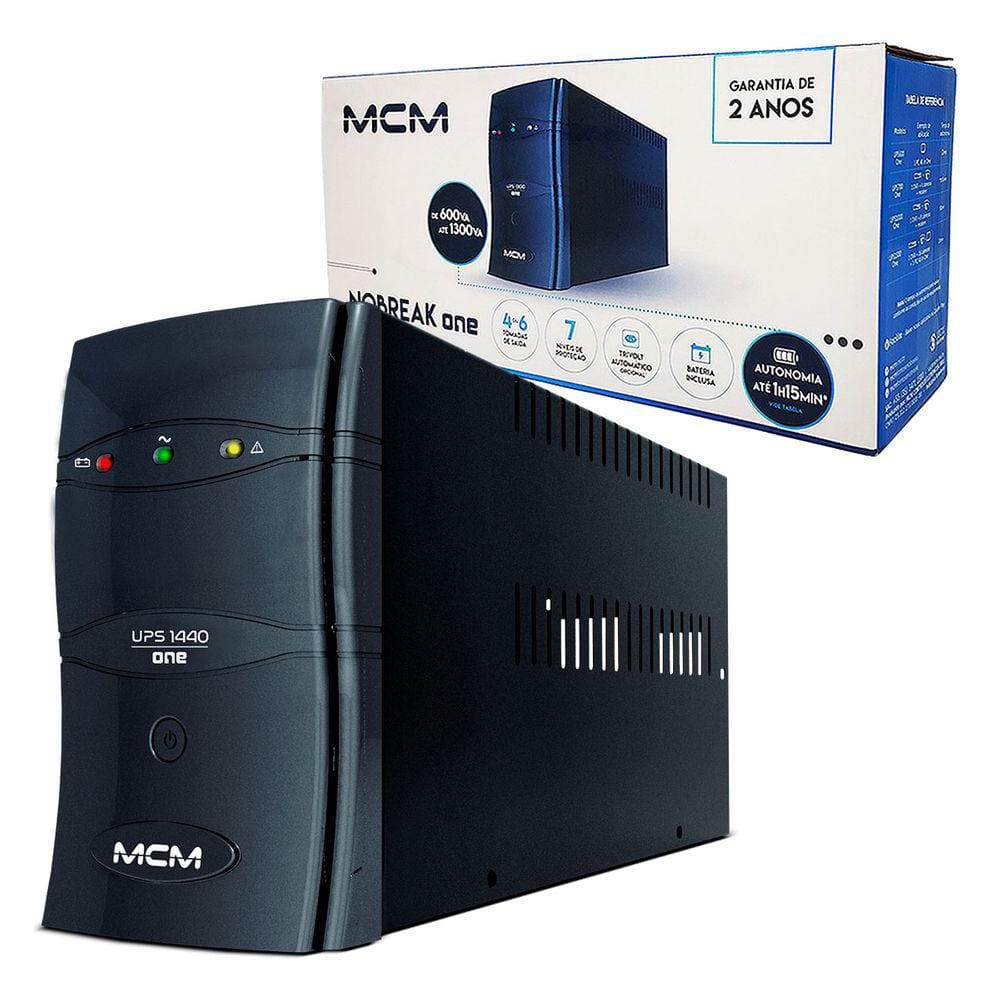 Nobreak MCM 1440VA, UPS 1440 ONE, Mono 115V/127V, Saída 115V, 6 Tomadas, 1x Bat. 12V/7Ah - UPS0269