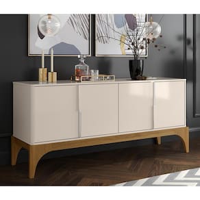 Buffet Amalfi Off White com Madero Canela - Lukaliam Móveis