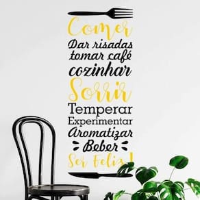 Adesivo De Parede Comer E Sorrir
