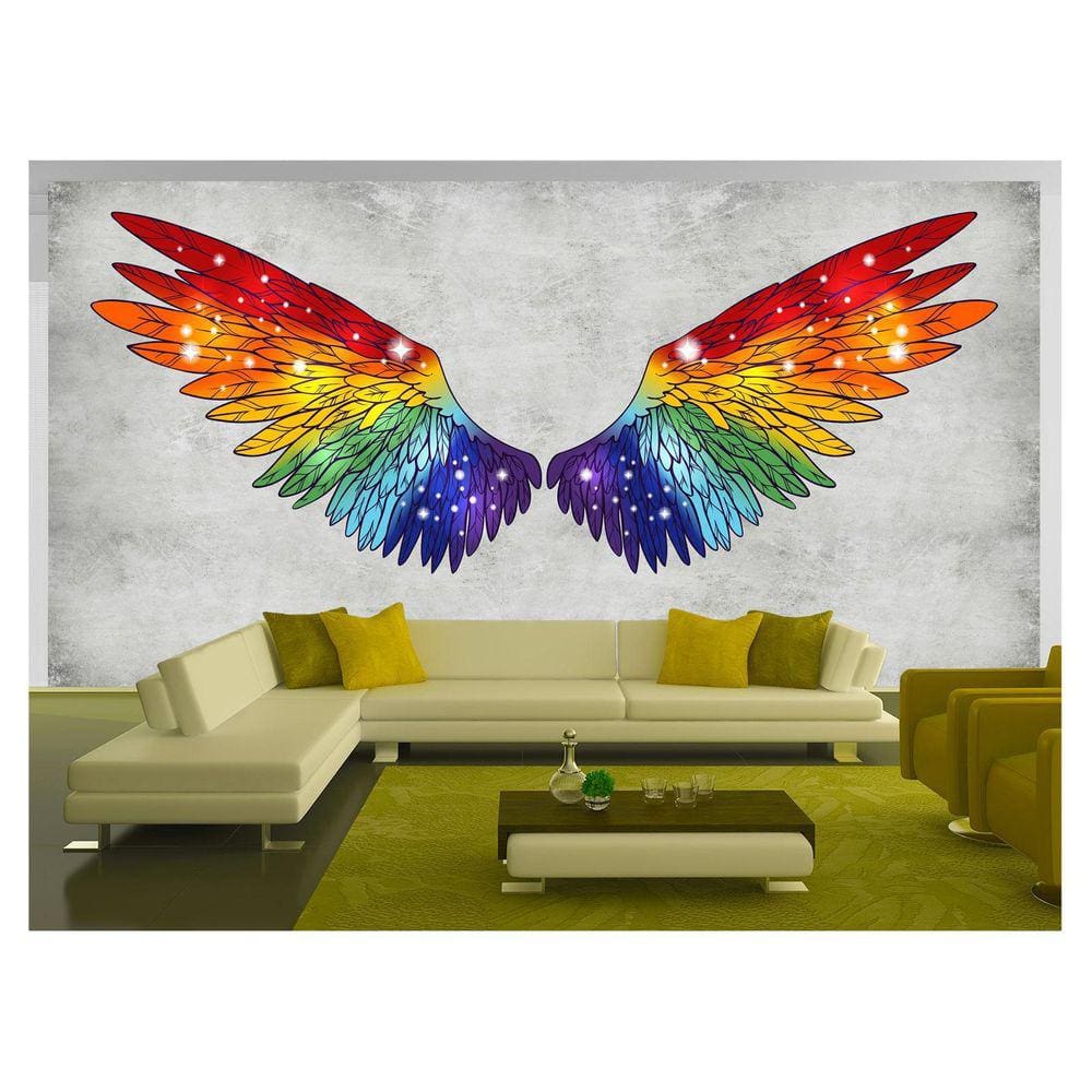 Papel De Parede 3D Arte Asas Selfie Insta Cores 3,5M Tra373