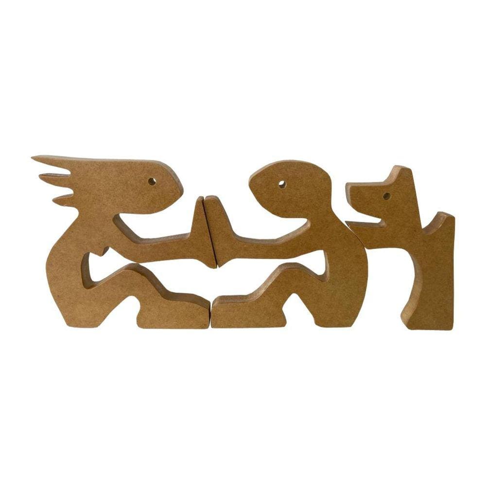 Escultura Decorativa Casal E O Cachorro 35X15Cm