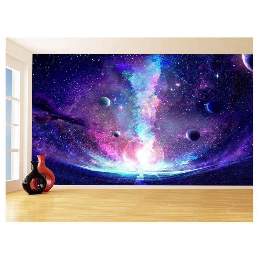 Papel De Parede 3D Espaço Estrelas Planetas 3,5M Nsp170