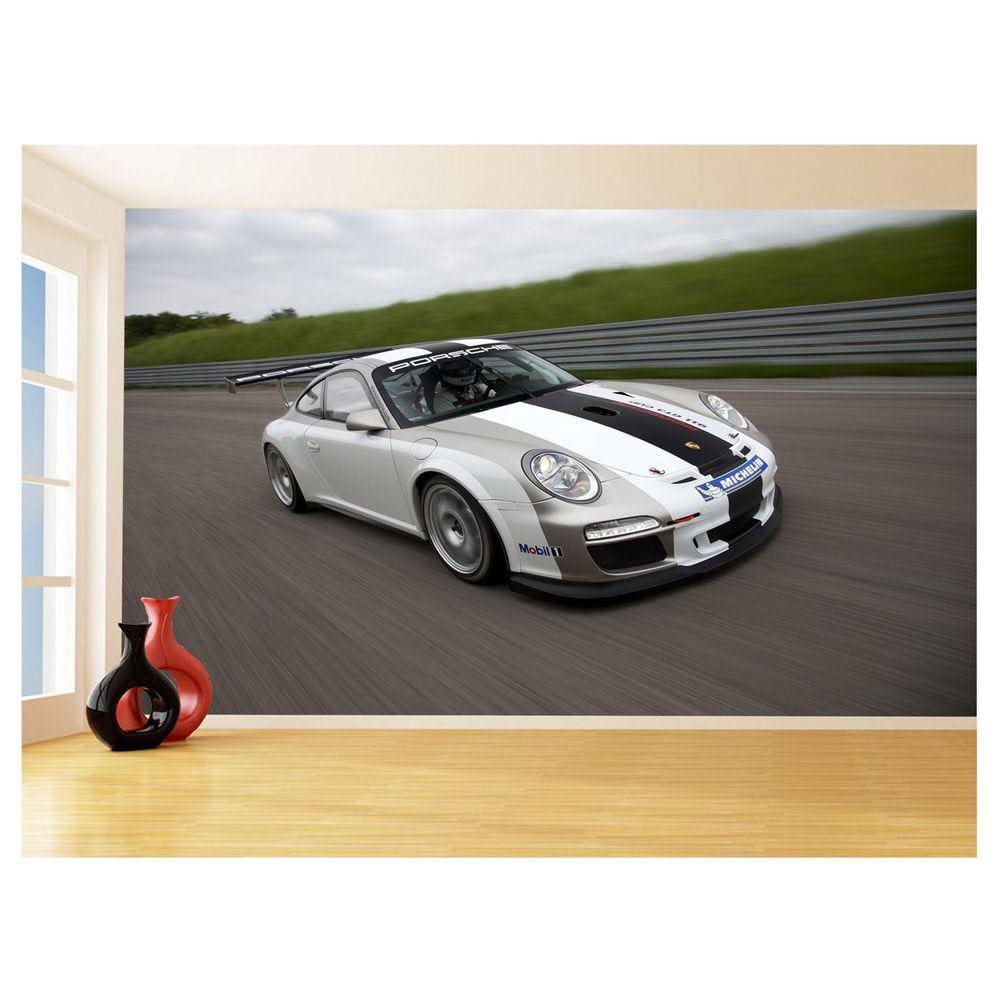 Papel De Parede 3D Carro Porsche 911 Gt3 Pista 3,5M Car318