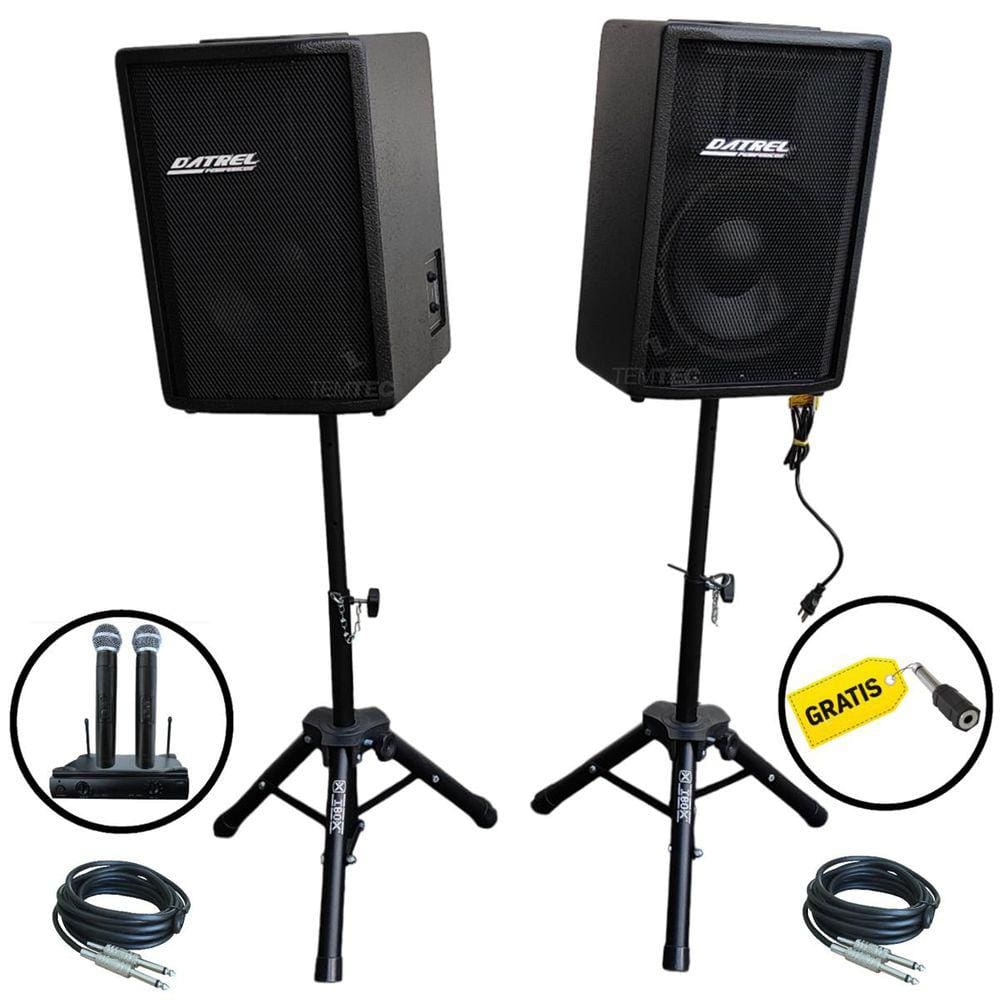 Caixas Som Ativa Passiva Datrel 10P 400W Rms Tripé Microfone