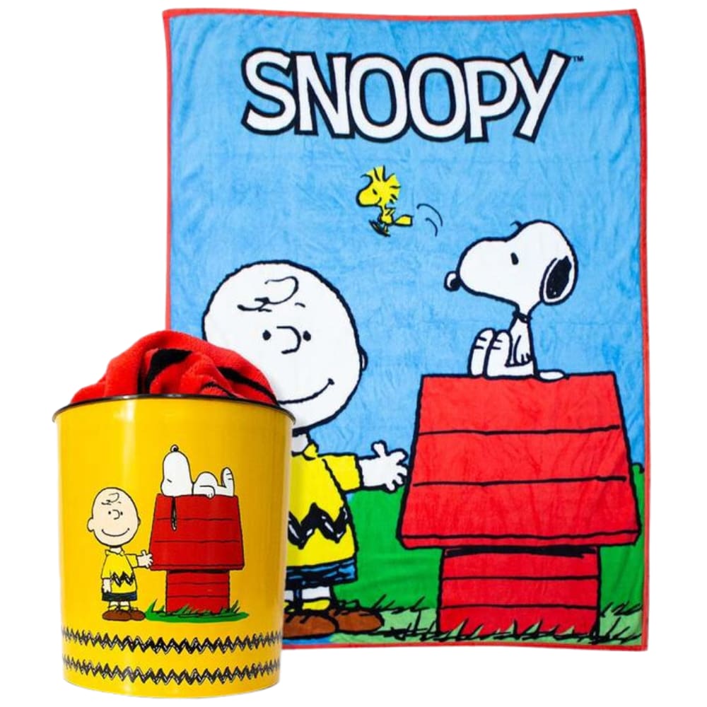 Kit Snoopy Manta Felpuda Macia + Balde Pipoca Oficial Peanuts