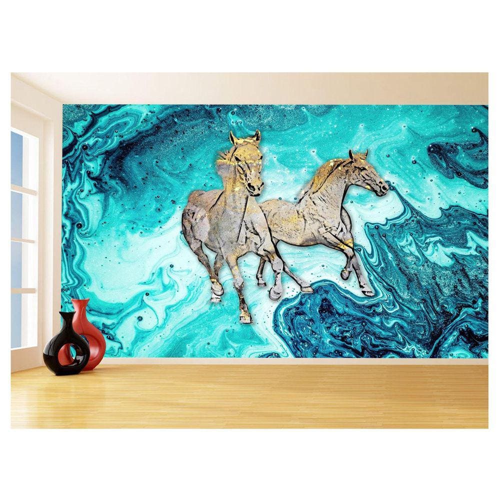 Papel De Parede Animais Pop Art Cavalos Cores 3,5M Pxa347