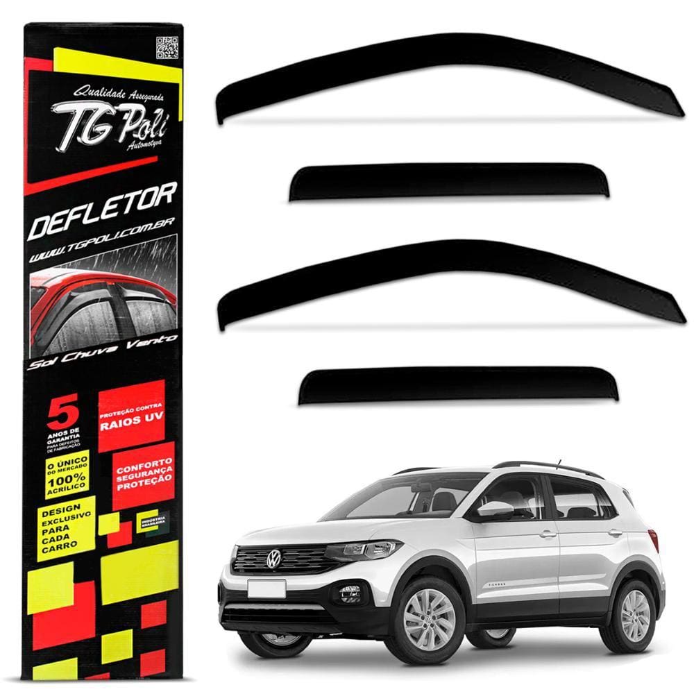 Calha de Chuva T-Cross 2019 2023 Defletor Fumê em Acrílico