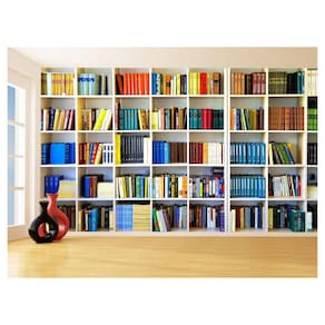Papel De Parede 3D Estante De Livros Fundo Vídeo 3,5M Est09
